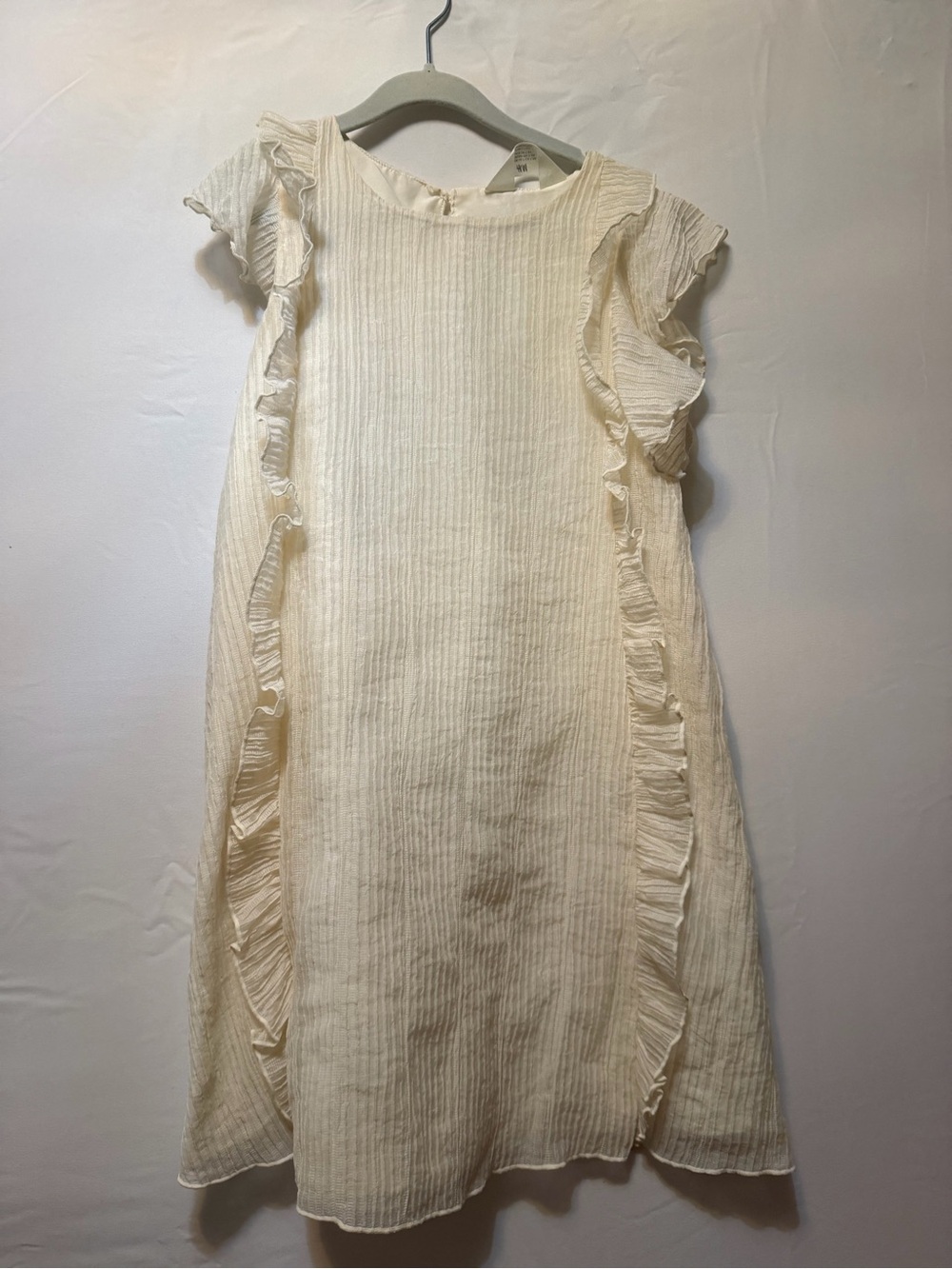H&M Cream Ruffle-Trim Shift Dress